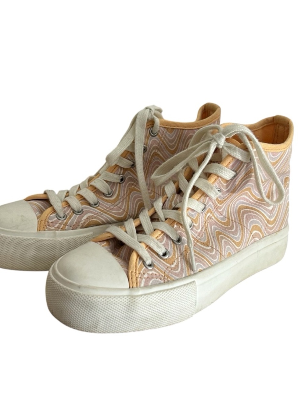 American Eagle Outfitters Peach Swirl High-Top Platform Sneakers - Picture 2 of 8